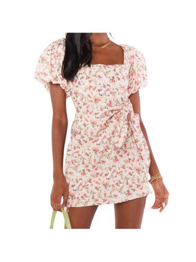 Show Me Your Mumu Danielle Floral Mini Dress Pink Puff Sleeve XS Romantic